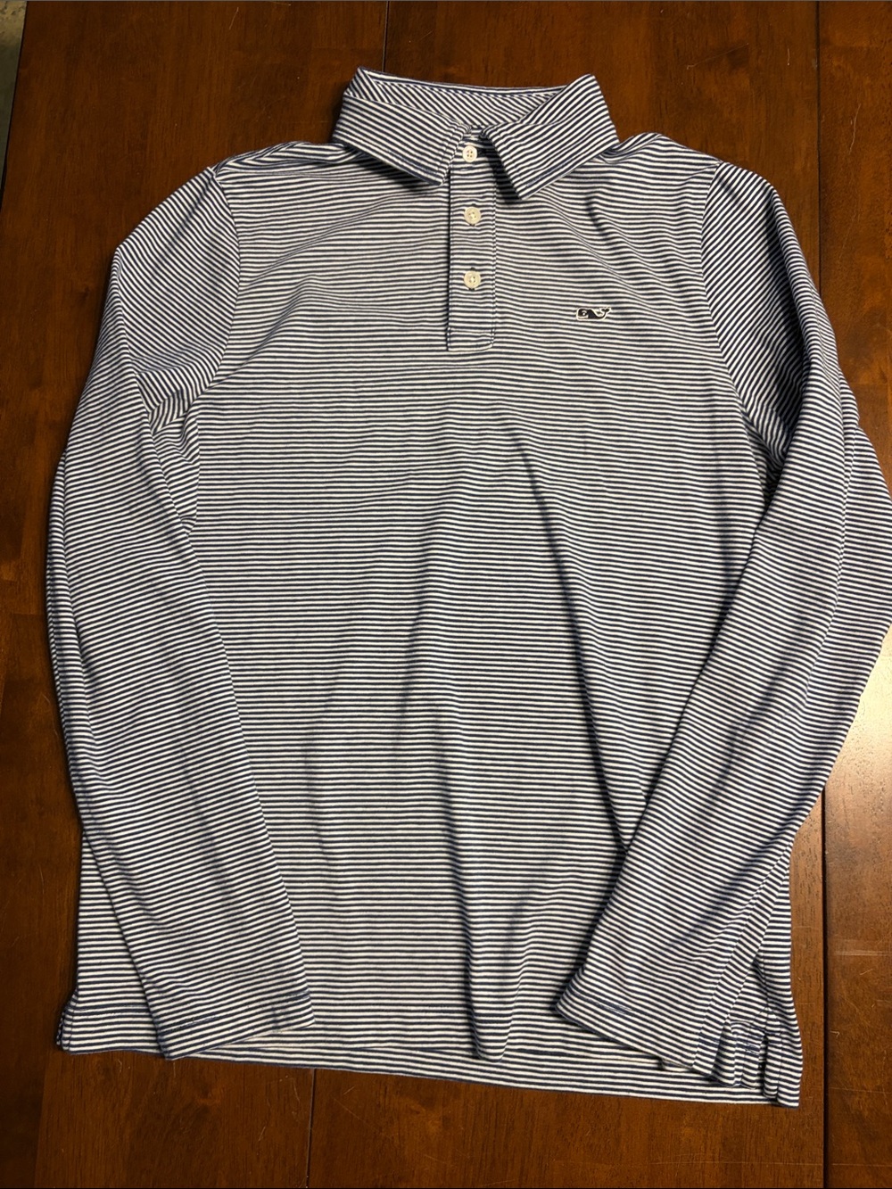 Vineyard Vines Kids Long-Sleeve Striped Polo - Navy & White